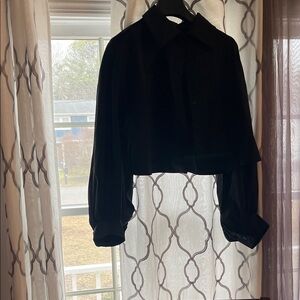 Black Cropped Button-Up Shirt